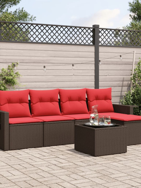Set Camera De Zi Pentru Exterior 6 Piese Maro Cu Perne