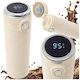 Stainless Steel Thermos Bottle 400ml LCD Temperature Display Flow Mouthpiece Cream Aria Trade with Mouthpiece