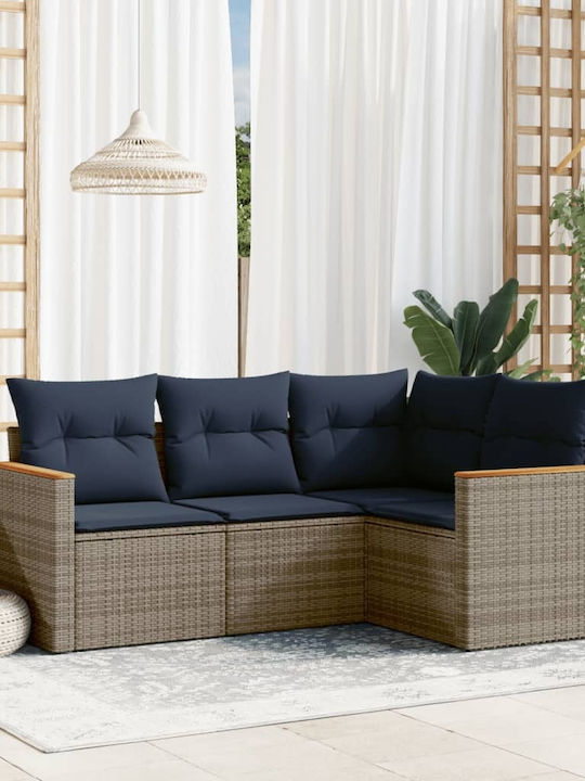 Canapea De Colț Pentru Exterior Din Rattan Cu Perne 62x62x69cm