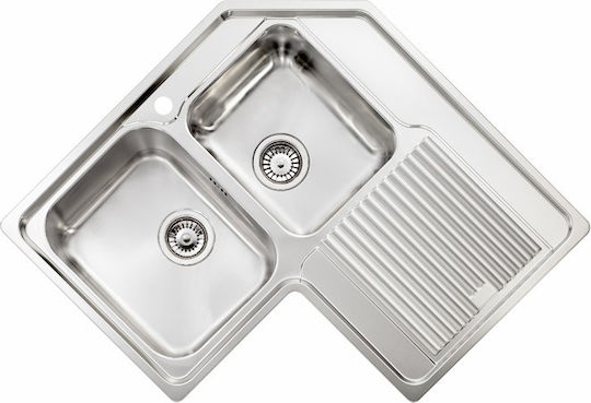 Sanitec Zenith Drop-In Right Kitchen Sink Inox Satin Finish L83xW83cm Gray