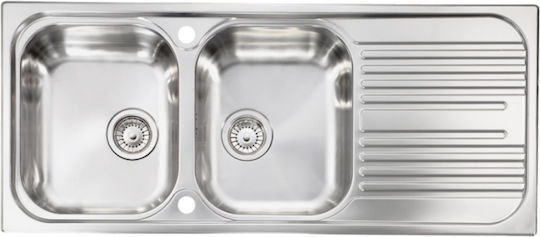 Sanitec Atlantic Gefäß-Küchenspüle Inox Satiniert M116xB50cm Silber