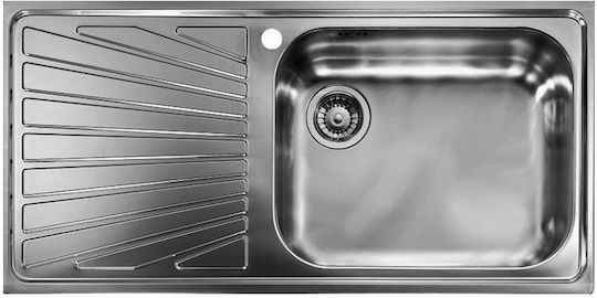 Sanitec Cometa Επικαθήμενος Νεροχύτης Δεξιός Inox Σατινέ Μ100xΠ50cm Ασημί