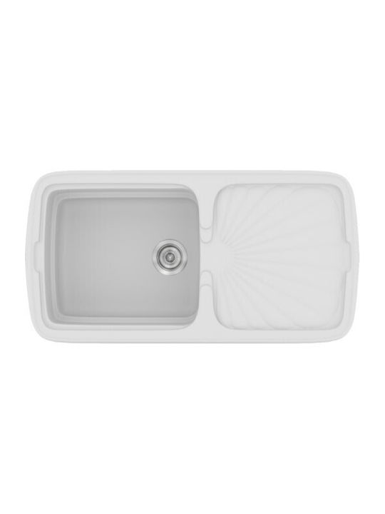 Sanitec Classic 306 Drop-In Kitchen Sink Inox with Faucet M97xW51cm White