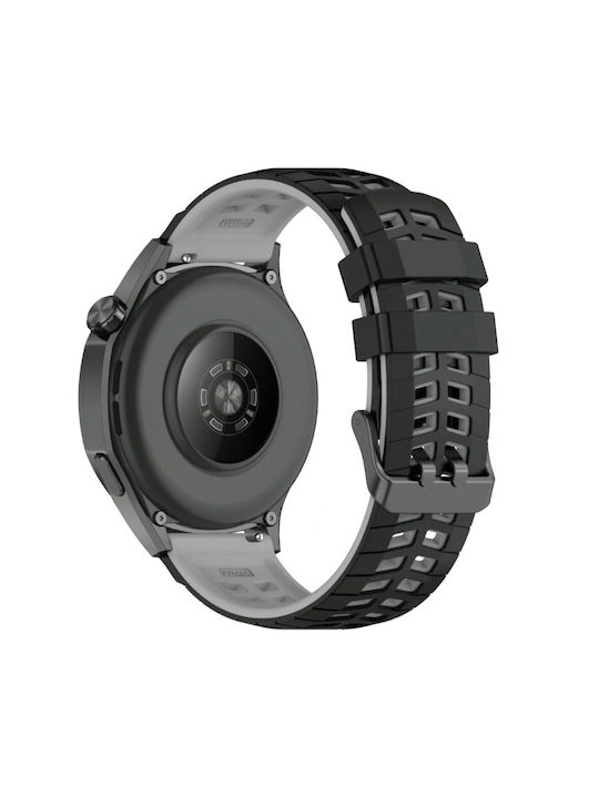 Curea Silicon Rugged Grid Garmin Forerunner 255 Vivoactive 4 Venu 2 45mm Negru Gri