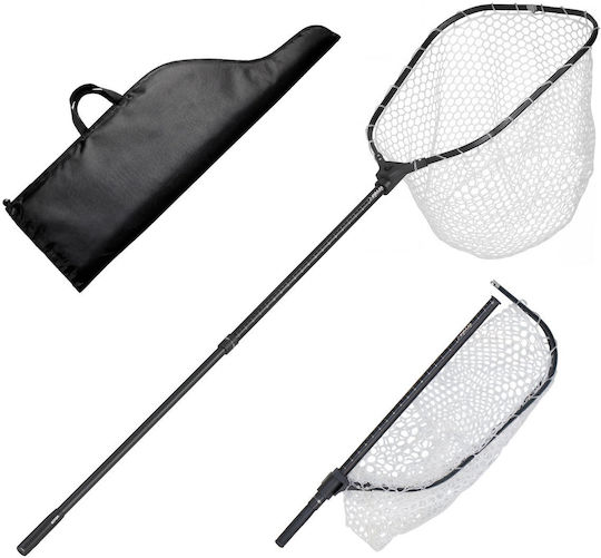 Vevor Foldable Fish Landing Net Telescopic Handle Measuring Scale Aluminum 6063 Silicone Mesh Up to 13.6 Kg Cwlhjpvcxjzgegi57001v0