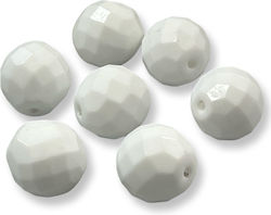 Glass Bead Polygonal White 14mm Hole 1mm Quantity 12 Pieces