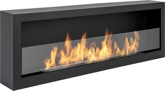 Globmetal Wandmontiertes Bioethanol-Kamin Innen Schwarz 120x15x41.5cm