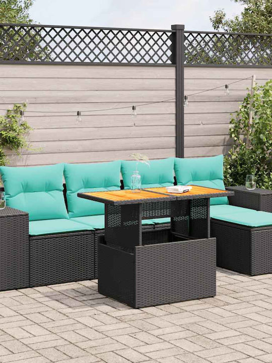 Garten- und Outdoor-Möbelsets 6 Stück Schwarz mit Kissen