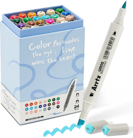Arrtx Brush & Chisel 12 Μαρκαδόροι Basic Colors