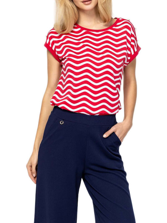 Heavy Tools Women's Striped Fuchsia Blouse