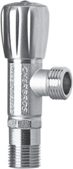 Cherbros Διακόπτης Γωνιακός 1/2'' X 1/2'' Περιστροφικός Premium Χρωμέ Abs Satin Βολάν