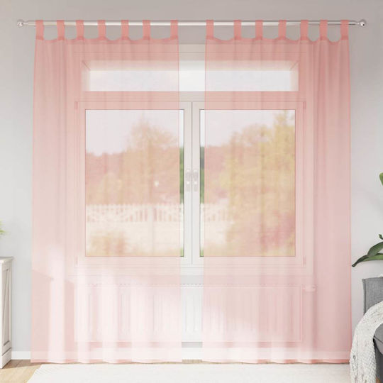 vidaXL Комплект Пердета И Завеси С Презрамки Voile Розови 140x225см