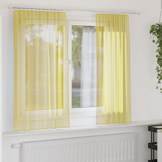 vidaXL Set Curtains with Tab Tops Yellow 140x175cm