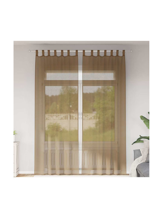 vidaXL Set Perdele cu Bretele Maro Deschis 140x260cm