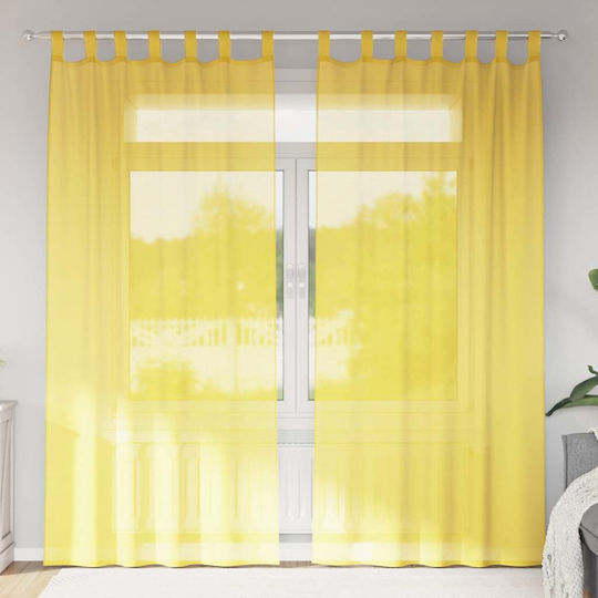 vidaXL Set Perdele cu Bretele Voile Galbene 140x225cm