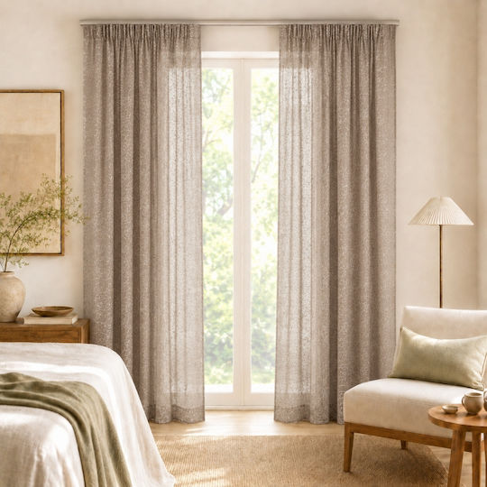 My Home Luxury Curtain With Pencil Pleat Brown 280x270cm