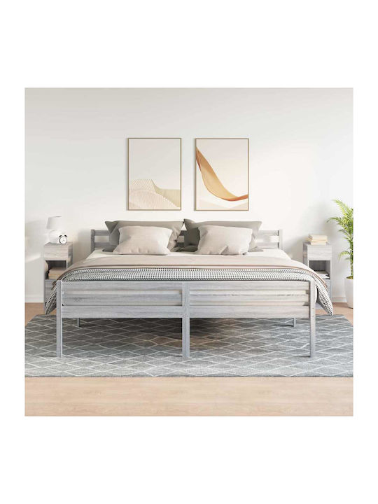 Wooden Gray Bedside Tables 2 Pieces 25x31x66cm