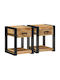 Bedside Tables Made of Solid Wood and Glass Brown 2 Pieces 40x40x50cm