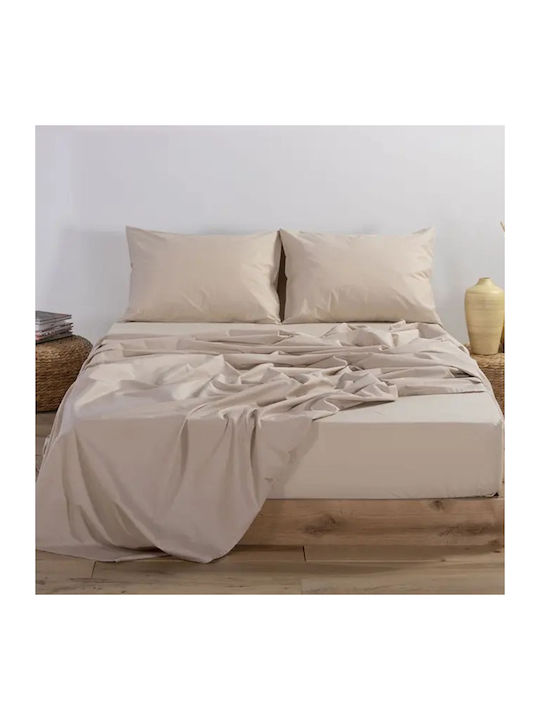 SpitiBazaar Super-Double Bed Sheet With Rubber Hugger 160x200+30cm Gray Beige