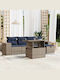 vidaXL Garden & Outdoor Furniture Sets Living Room Set 6 Pieces Gray with Pillows