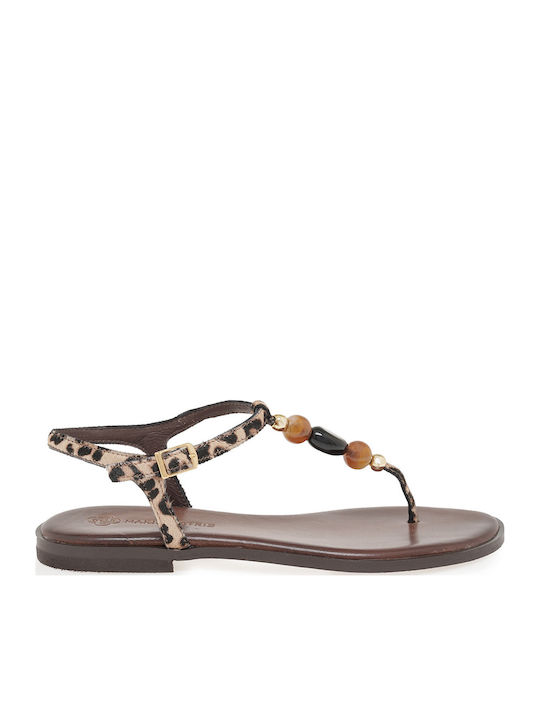 Makis Kotris Leather Women's Flat Sandals Brown