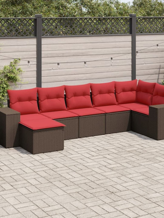 Canapea De Colț De Exterior Din Rattan Cu Perne 62x62x69cm