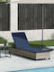 Garten- und Pool-Liegestuhl Rattan mit Kissen Grau 200x55x25,5cm