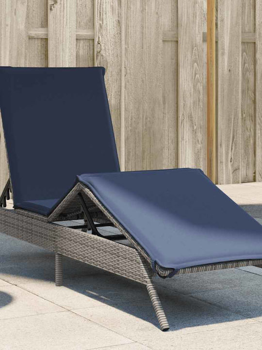 Garten- und Pool-Liegestuhl Rattan mit Kissen Grau 200x59x26cm