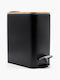 TnS Bamboo Slim Bamboo Bathroom Bin Soft Close 5l Black