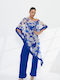 Women's Blue Set with Loose Fit Trousers