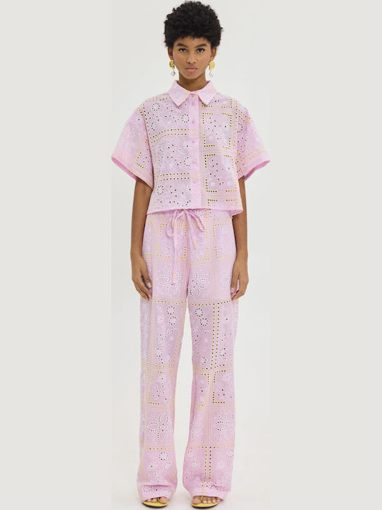 Hemithea Women's Fabric Trousers Pink