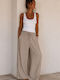 Women's Linen Pantaloons with Rubber Band in Loose Fit Puro
