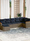 Ecksofa Outdoor Rattan mit Kissen 62x62x69cm