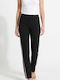 Damen Stoffhose Gestreift Schwarze T26106-MAUR