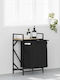 vidaXL Laundry Basket Wooden with Lid Black