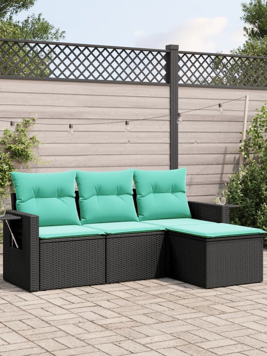 Corner Outdoor Sofa Rattan with Cushions 55x62x69cm