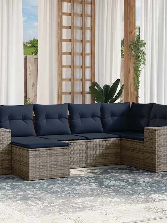 Canapea De Colț De Exterior Din Rattan Cu Perne 62x62x69cm