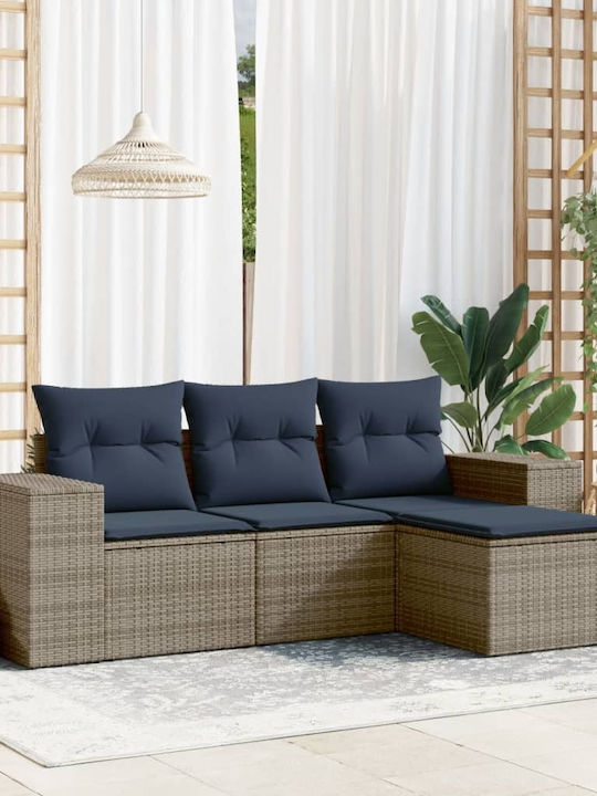 Outdoor Corner Rattan Sofa With Cushions 55x62x69cm