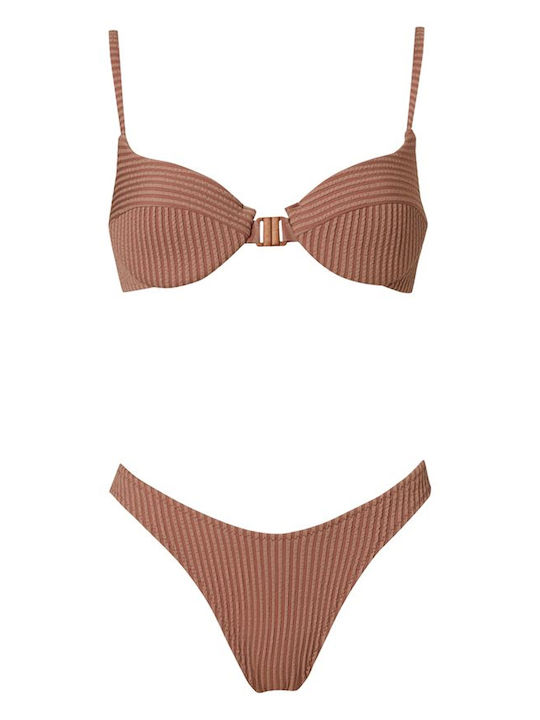 Stefania Frangista Bikini Set With Light Padding Brown