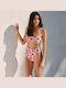 Set Bikini Ψηλόμεσο Floral Κόκκινο