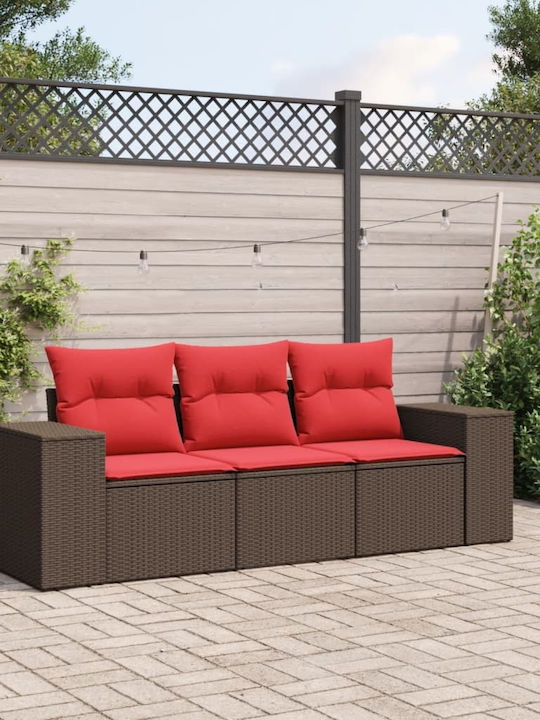 Three-Seater Outdoor Rattan Sofa with Cushions 55x62x69cm