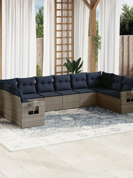 Ecksofa Outdoor Rattan mit Kissen 62x62x69cm