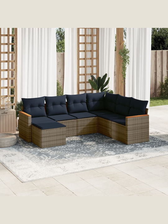 Canapea De Colț De Exterior Din Rattan Cu Perne 62x62x69cm