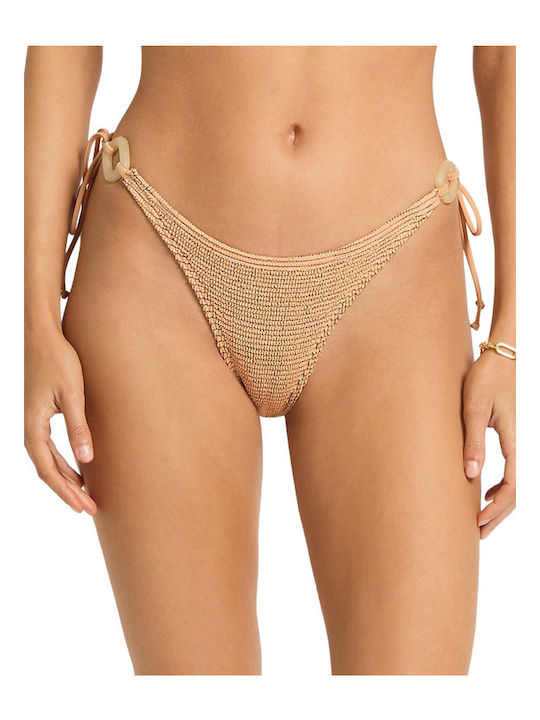 Bikini Slip με Κορδονάκια Μπεζ