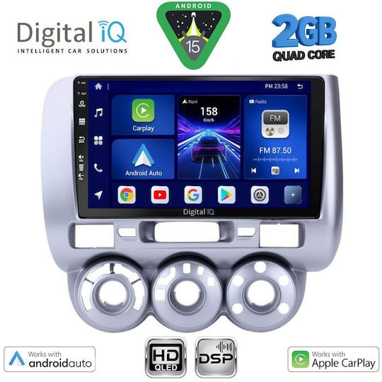 Digital IQ Car Audio System for Honda Jazz 2002-2008 with A/C (Bluetooth/USB/WiFi/GPS/Apple CarPlay/Android Auto) with 9" Touch Screen