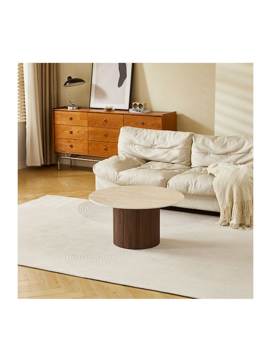Round Central Coffee Table Sikulu Wooden Beige ...