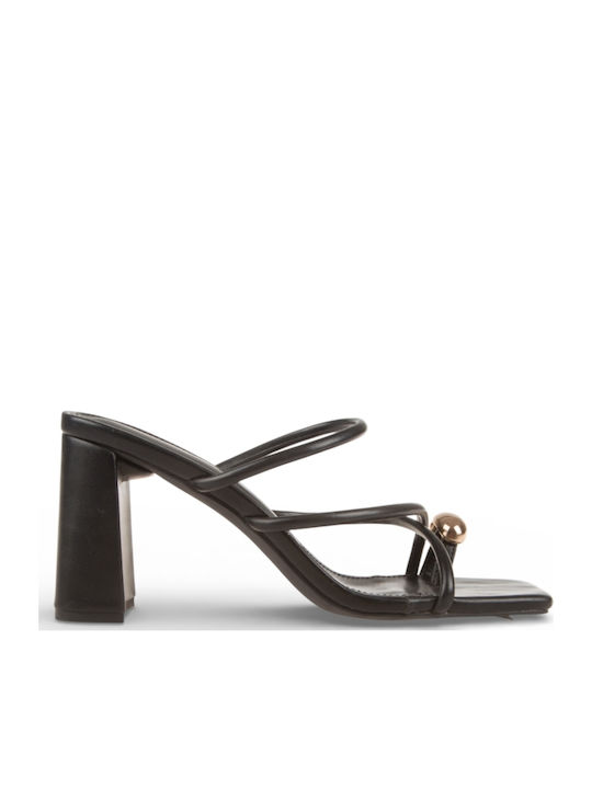 Mules With Heel In Black Colour
