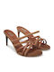 Suede Mules With Heel In Turquoise Colour