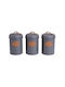 Set of 3 Pieces Coffee / Tea Jars with Brown Lid 10x10x22cm 3 Pieces