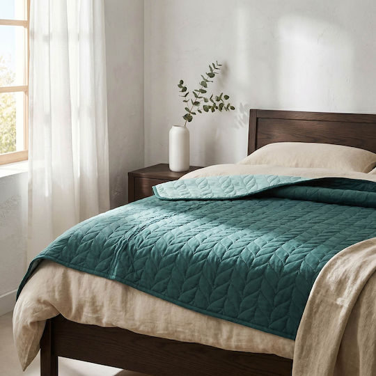 Easy Home Cuvertură Pat Single Verde 160x220cm